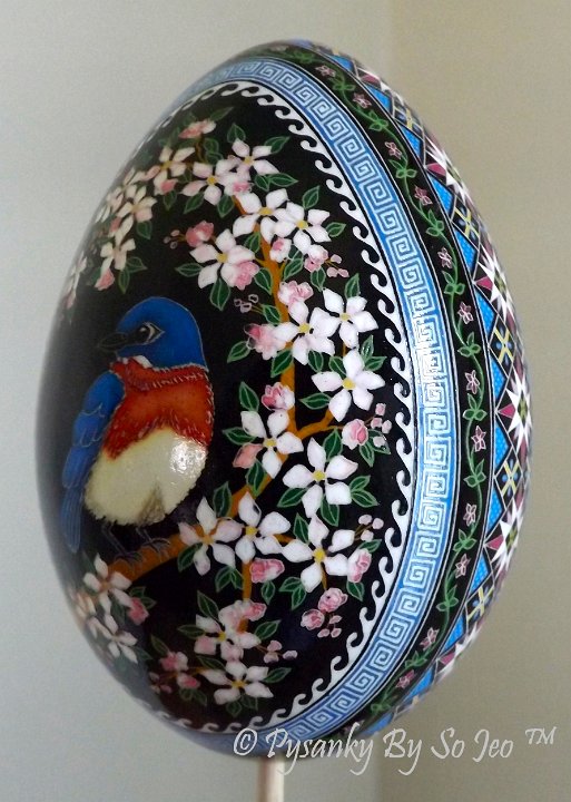 Bluebird Pysanka Pysanky Ukrainian Easter Egg by So Jeo